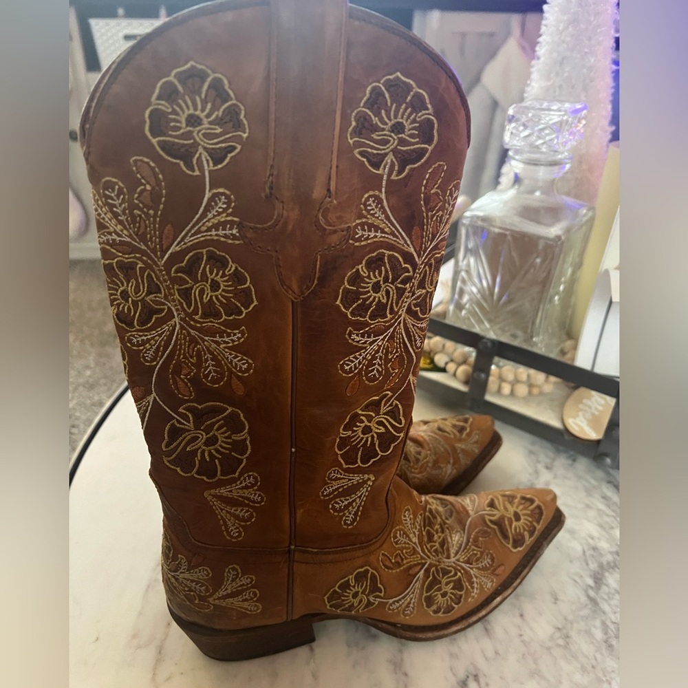 Macie Bean M8041 Ladies Embroidered Western Boot Whiskey Bent Foot Snip Toe 7 - Picture 3 of 11
